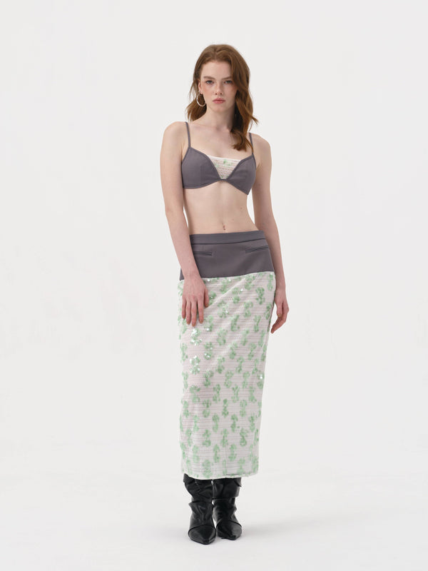 Kakia Midi Skirt | CHARCOAL W SEQUIN