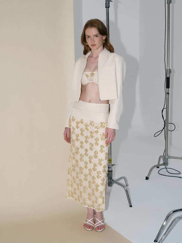 Kakia Bralette Top | ECRU W SEQUIN