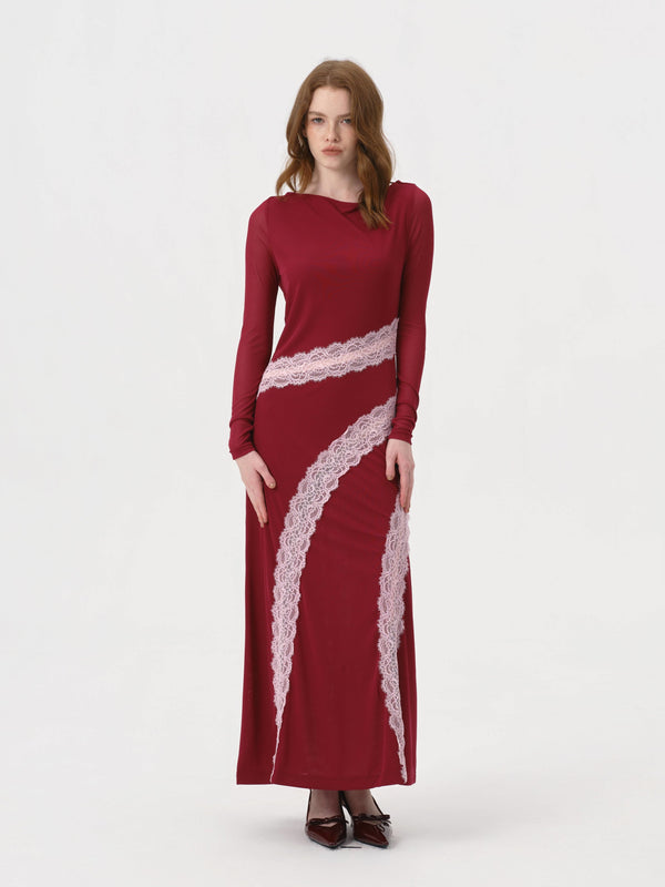 Feronia Long Sleeve Maxi Dress | BERRY W PINK