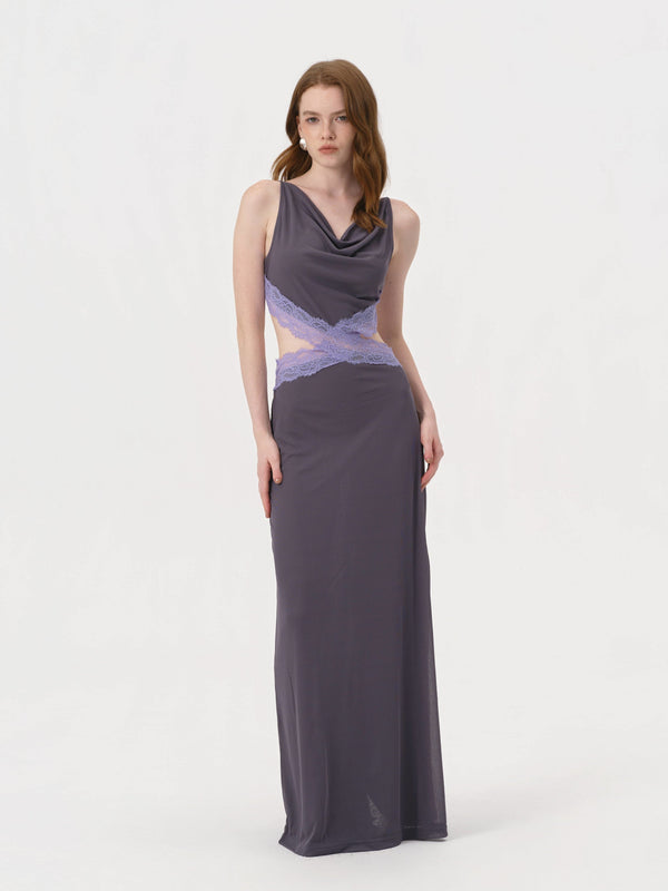 Feronia Sleeveless Maxi Dress | CHARCOAL W LILAC