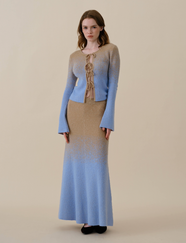 Mia Knit Skirt | BLUE ALMOND OMBRE