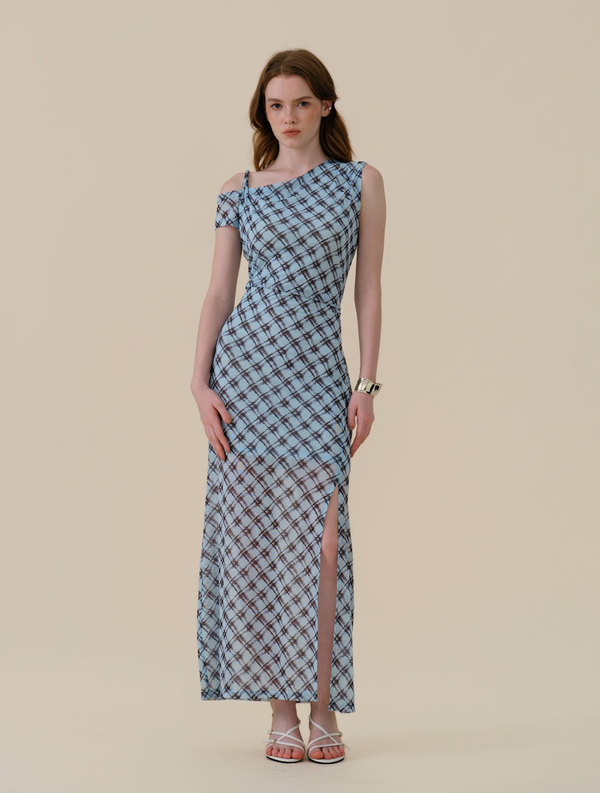 Antonia Midi Dress | BLURRED CHECK PRINT